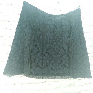 Pinko Womens Blue Black Floral Comfort Back Zip Ruffle A Line Skirt Size 8